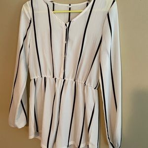 white and black striped romper